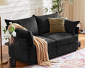 Oversized Loveseat Sofa, Modern Modular Sectional Couch Black Fluffy Chenille Mid Century 2-Seat 24.5" Deep Seat for Apartment, Living Room, Bedroom-Ruum Studio Home
