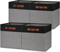 HNZIGE Storage Baskets for Organizing, Set of 4, Square Fabric Storage Cubes Bins 13 x 13, Collapsible Black Storage Bins for Shelves, Closets, Nursery, Home, Office (Black&Grey)-Ruum Studio Home