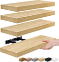 Sorbus Floating Shelves for Wall, Bathroom Shelves Wall Mounted for Kitchen, Bedroom, Living Room, Bathroom Storage, Over Toilet, Hanging Book Shelf for Wall Home Decor (Maple Wood, 4 Pack)-Ruum Studio Home