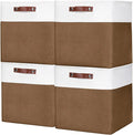 13x13 Cube Storage Bins, Collapsible Fabric Storage Box, 4 Pack Closet Baskets with Handles for Organizing, Shelf, Toys, Clothes, Home, Office, Nursery (Brown&White)-Ruum Studio Home