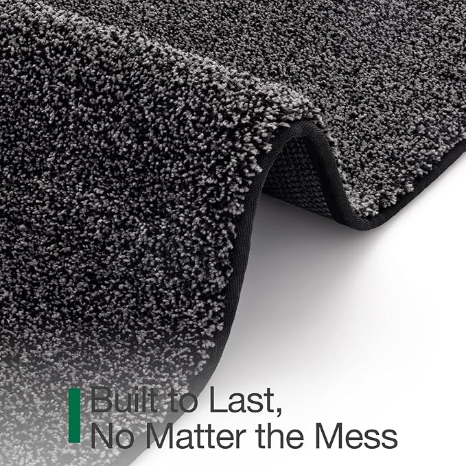 LUMI Front Door Mat 24x36, Super Absorbent Washable Doormat, Non Slip Dirt Trapper Inside Floor Mats for Entrance, Entryway, Patio,Black Mixed Gray-Ruum Studio Home
