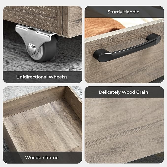 Under Bed Storage with Wheels, 2-Pack Under Bed Shoe Storage Organizer Drawer, Composite Wood Organizer for Shoes Clothes Containers in Bedroom for Clothes,Shoes(Grey)-Ruum Studio Home