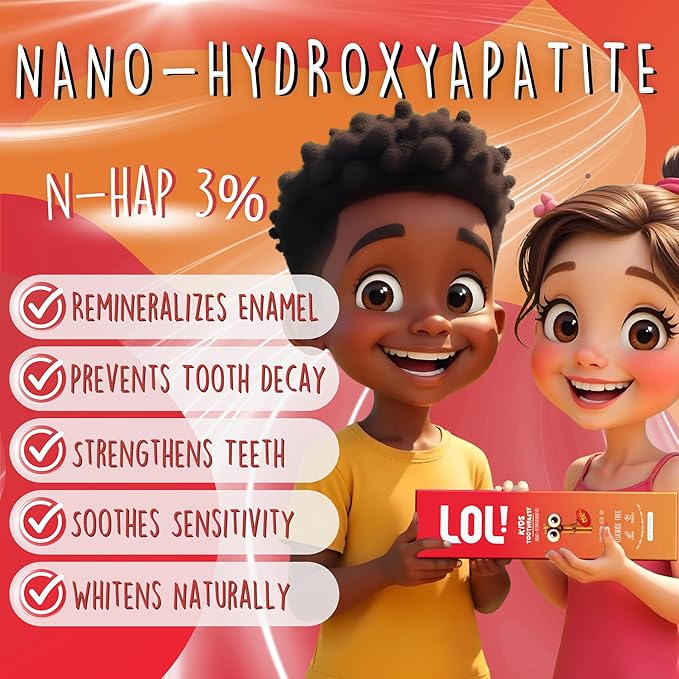 LOL Toddler Toothpaste, Nano Hydroxyapatite Toothpaste, Probiotics, Vitamins, Xylitol Tooth Paste Kids | Remineralizing | Natural | Plant-Based Foam | Pasta De Dientes para Niños (Cinnamon)-Ruum Studio Home