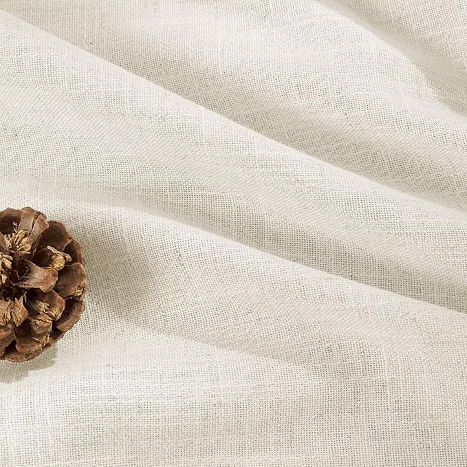 Joydeco Custom Linen Curtains for Living Room, Semi-Sheer Curtain 1 Panel Light Filtering Rod Pocket Back Tab (Off-White, Custom Size)-Ruum Studio Home