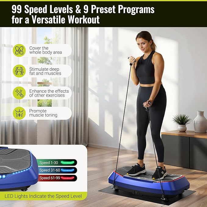 FLYBIRD 4D Vibration Plate 500 LBS Capacity, Oscillation, Linear, Pulsation Vibration Plate Exercise Machine, Triple Motors Vibration Plate for Bone Density Building & Lymphatic Drainage-Ruum Studio Home