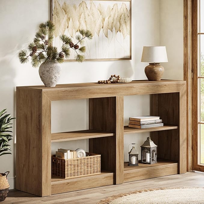 Tribesigns Farmhouse Console Table, Hallway Table for Entryway, Wood Console Behind Couch for Living Room, Hallway, Foyer, Oak-Ruum Studio Home