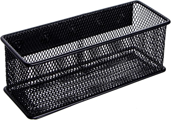 dedoot Magnetic Pencil Holder, Black Mesh Pen Organizer Strong Magnetic Storage Basket Organizes Pens, Pencils, Markers for Whiteboard, Locker, Fridge, Cubicle Desk, Offices 6.3x2.3x2.6inch-Ruum Studio Home