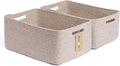 Large Storage Baskets for Shelves, Closet Organizers Bins for Clothes Blanket Towels, Baby Nursery, Toy Baskets Box, Woven Rope Baskets, 17 x 13 x 7.5”, 2 Packs Mixed Brown-Ruum Studio Home