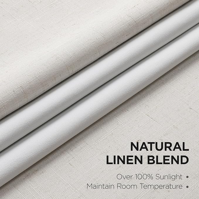 Joydeco 100% Blackout Pleated Curtains, Linen Window Curtains 2 Panel Sets 108 inches Long, Thermal Insulated Darkening Drapes for Bedroom(Ivory,40'' Wx108'' L)-Ruum Studio Home