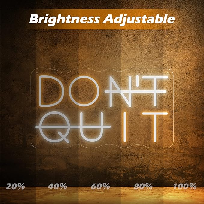 Don't Quit LED Neon Sign for Wall Decor, DO IT Neon Lights Party Decorations, USB Powered Switch Neon Lights lighting adjustable for Office Room, Gym Room, Man Cave, Gamer Room-Ruum Studio Home