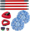 Spin Mop Head,Mop Handle,Base,Brush Compatible with Ocedar RinseClean 2 Tank Spin Mop System,2 Microfiber Spin Mops Replacement Head,4 Section Iron Mop Handle 30-58",Base and Scrub Brush Combo Set-Ruum Studio Home