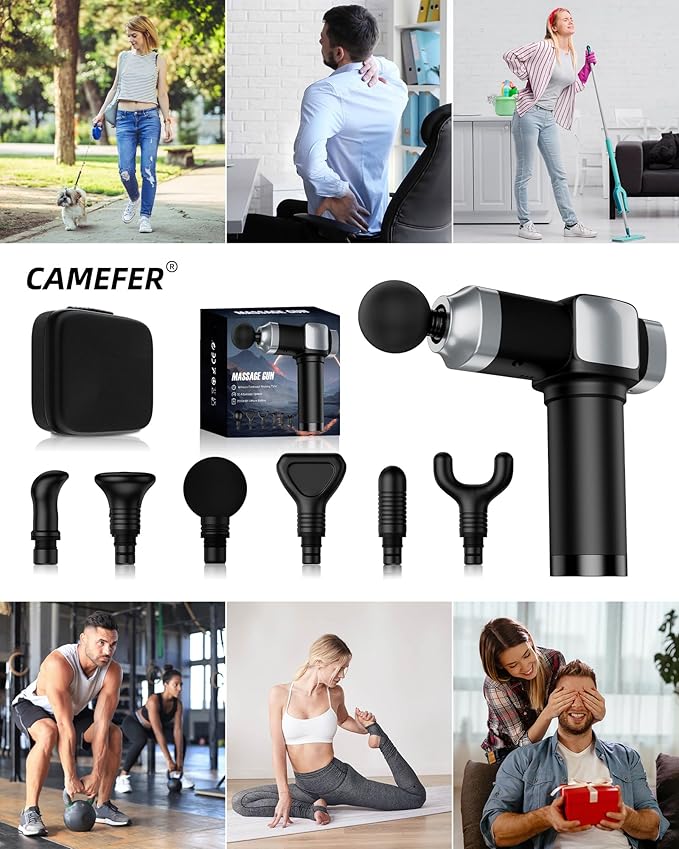 Deep Tissue Massage Gun, Portable Percussion Electric Muscle Massager for Pain Relief, Handheld Massagers with 30 Speeds & 6 Attachments for Back and Neck, Gifts for Men Women-Ruum Studio Home
