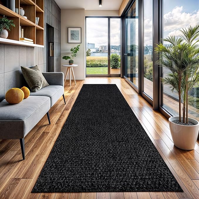 CAMILSON Easy Jute Rug 2x3, Indoor Outdoor Dark Gray Color Farmhouse Area Rugs for Living Room and Kitchen Rug, Solid Boho Woven Design, Easy-Cleaning, Washable Outside Carpet Alfombras (2 x 3)-Ruum Studio Home