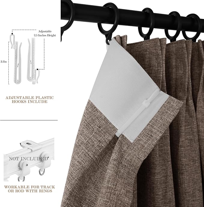 120" Wx108 L Linen Room Divider Drapes for Doorway/Glass Window/Sliding Door/Patio, Extra Wide Pinch Pleated Full Blackout Curtains for Girls Boys Teen Kids Room, 1 Panel, Light Brown-Ruum Studio Home