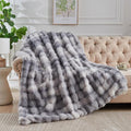Lotus Karen Faux Fur Throw Blanket - Tie-Dye Gray, Big Bubble Rabbit Fluff, 50x60 Inches-Ruum Studio Home