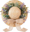 Dilicoming Spring Eucalyptus Wreaths for Front Door - 16 Inch Summer Fall Straw Hat Wreath with Bow, Women Gift, Indoor Outdoor Wreaths for Wall, Window, Farmhouse, Party, Holiday Home Décor-Ruum Studio Home