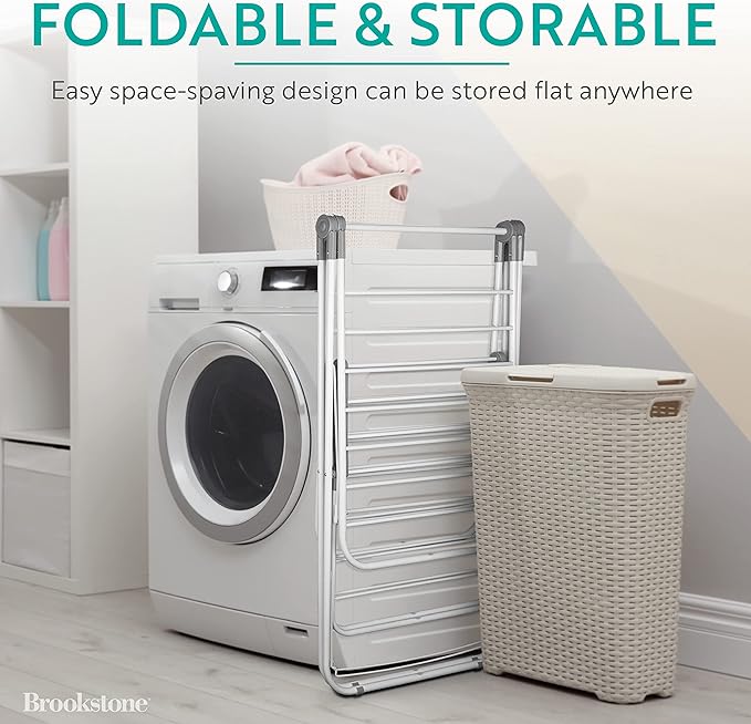 Brookstone – Extra Large – Double Spaced - 2 Tier Collapsible Clothes Drying Rack, Indoor/Outdoor Folding Hanging Garment Stand [NO Assembly - Ready Out of The Box]-Ruum Studio Home
