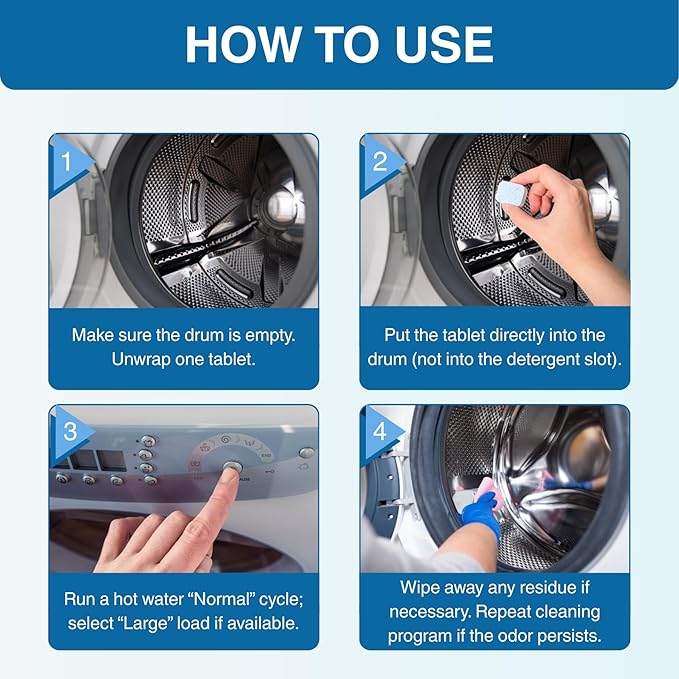 Washing Machine Cleaner, Septic Safe Washer Descaler Tablets for Removing Pet Hair, Odors, Residue, Suitable for HE Front Loader, Top Load, 1 Year Supply, 24 Pack (For Pet Owner)-Ruum Studio Home