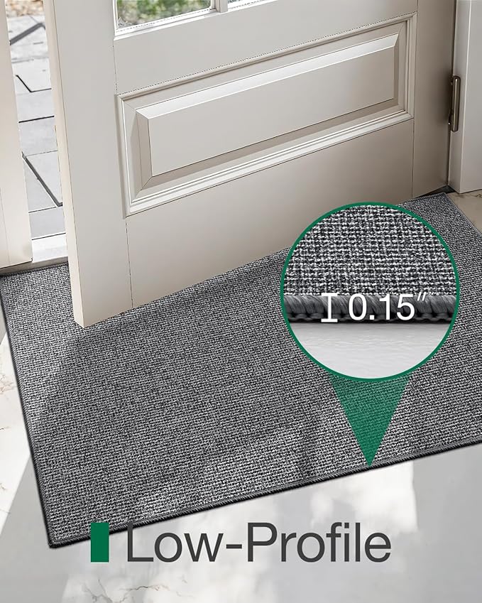 LUMI Indoor Door Mat 36"x56", Ultra Thin Low Profile Non-Slip Doormat for Home Entrance, Absorbent & Stain-Resistant Welcome Mats, Washable Entryway Mat for Front Door, Patio, Porch, Grey-Ruum Studio Home