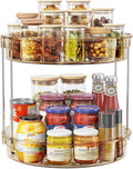 LAMU 12inch 2 Tier Lazy Susan Turntable Organizer Rotating Spice Rack Organization for Cabinet, Kitchen, Pantry, Countertop, Bathroom, Vanity, Medicine Cabinet Organizer, Amber-Ruum Studio Home