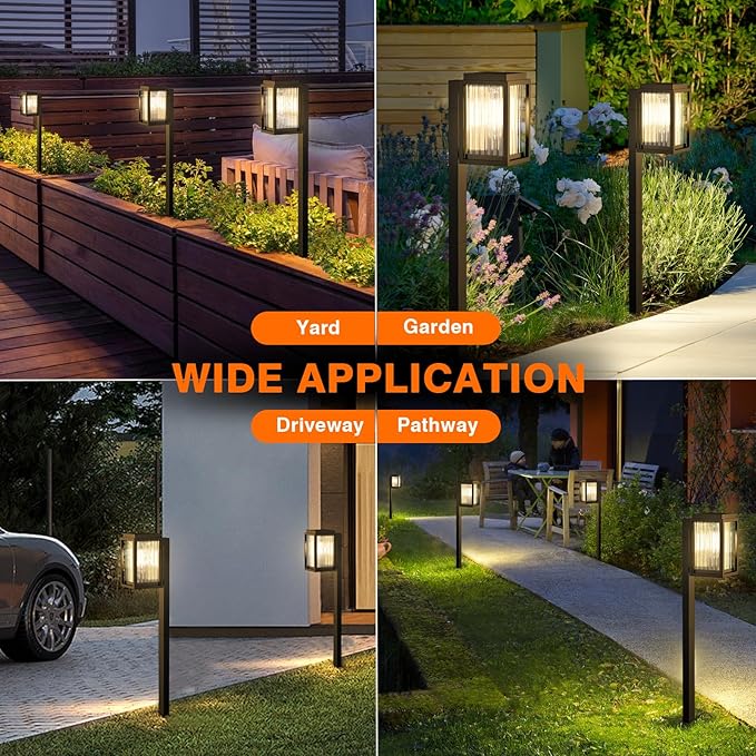 Solar Lights Outdoor Pathway 6 Pack, Solar Pathway Lights Outdoor 24" Tall Bright Auto On/Off Waterproof Garden Landscape Lighting for Path, Yard, Walkway, Driveway, Outside Decor Father's Day-Ruum Studio Home