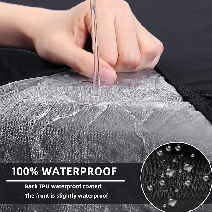 hyha Waterproof Couch Cushion Covers, Stretch Sofa Couch Seat Slipcover for Dog Washable, Non-Slip Waterproof Outdoor Cushion Covers for Patio Furniture Replacement (1 Piece for Large, Black)-Ruum Studio Home