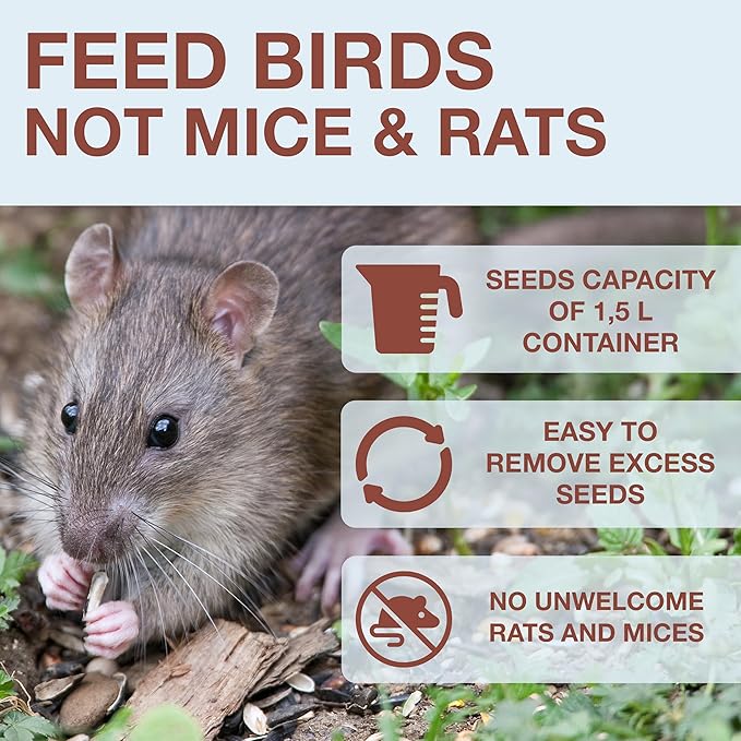 SWISSINNO No Mess Bird Feeder Lucerne Smart Birds for Fat Balls - Feed Birds, not mice & Rats! Robust & Reliable for Hanging - Made in EU - Light Blue-Ruum Studio Home