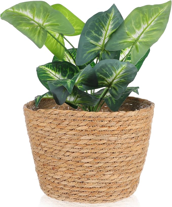 Woven Straw Flower Pot Seagrass Planters Basket Garden Plant Pot Containers Wicker Rattan Vase Sundries Organizer Storage Bins for Indoor Outdoor Plants-Ruum Studio Home