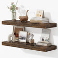 Dreamland 32 Inches Floating Shelves for Wall, 9.3" Deep Long Floating Shelves Set of 2, Large Display & Storage Shelf, Wall Shelf for Bathroom Bedroom Living Room Kitchen Office, Rustic Brown-Ruum Studio Home