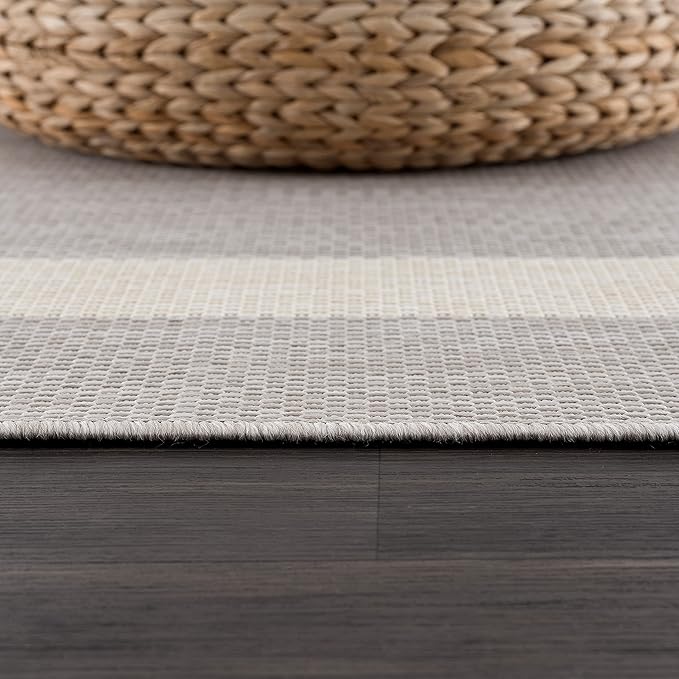 CAMILSON Outdoor Rug 9x12,Large Modern Outside Rugs for Patios Porches Waterproof Durable Washable Non-Shedding, Easy-to-Clean Indoor Outdoor Area Carpet (9 x 12, Bordered - Gray/White)-Ruum Studio Home
