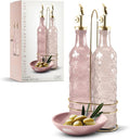 COOK WITH COLOR Glass Olive Oil Bottle Dispenser - 2 Pack- 17oz Oil and Vinegar Cruet - Olive Oil Carafe Decanter for Kitchen-Ruum Studio Home
