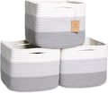 NaturalCozy Storage Cubes 9”x9”x7”Cotton Rope Woven Baskets for Organizing 3-Pack | 9 Inch Cube Storage Bin | Small Basket for Shelf Nursery, Pantry, Decorative Plant, Bathroom Closet, Toy Gift-Ruum Studio Home