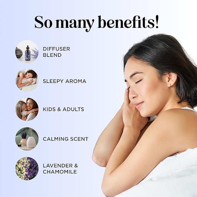 Sleep Essential Oil Blend for Diffuser - Dream Essential Oils for Diffusers Aromatherapy and Relaxation with Clary Sage Ylang-Ylang Roman Chamomile and Lavender for Sleep Time Support (2 Fl Oz)-Ruum Studio Home