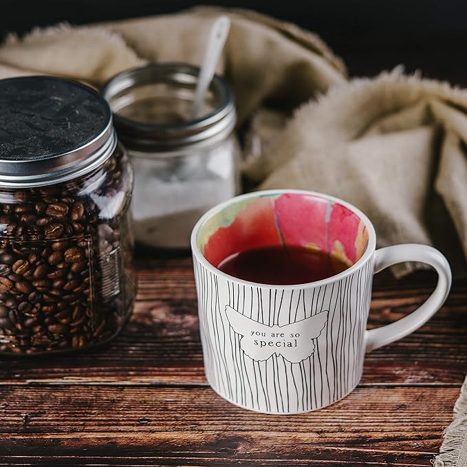 You Are So Special - 16 Oz Debossed Butterfly Rainbow Stripe Coffee Cup Mug-Ruum Studio Home