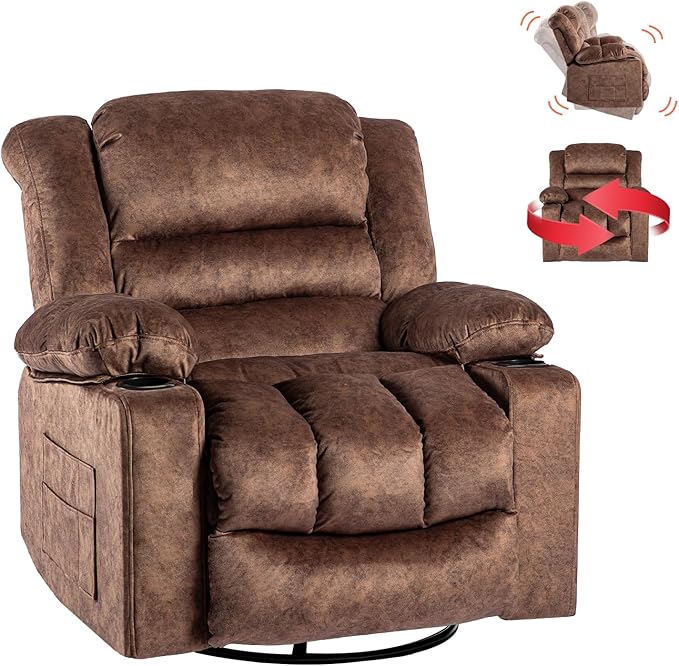 Recliner Chair Rocker Modern Ergonomic Lounge 360 Degree Swivel Single Sofa Seat Living Room Lounge Recliners on Clearance Foam Filling-Ruum Studio Home
