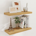 24 x 9 Floating Shelves, 9 Inch Deep Floating Shelf Wall Mounted, 24 Inch Bathroom Shelves Set of 2, Rustic Wood Wall Shelf for Bedroom, Living Room, Oak Color-Ruum Studio Home