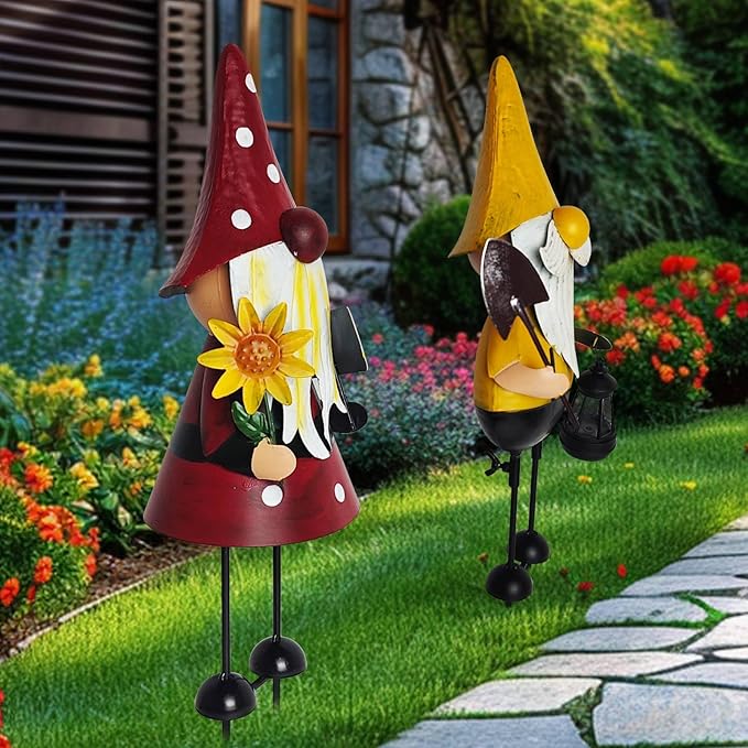 HONGLAND Metal Gnome Yard Art -18 Inch Metal Gnome Statue Garden Decor -3D Garden Outdoor Decorations -Christmas Holiday Lawn Patio Yard Garden Decor-Ruum Studio Home