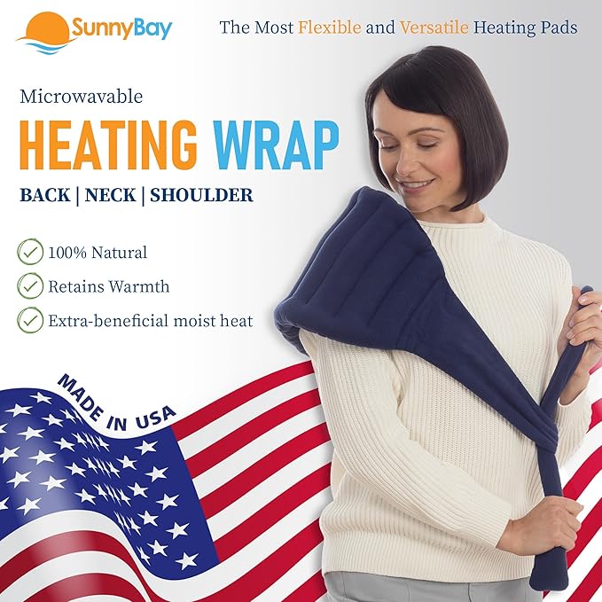 SunnyBay Microwave Heating Pad, Microwavable Moist Hot or Cool Bean Bag Wrap for Neck, Shoulder, Knee, or Back Pain with Fastening Straps, 10x18 Inch Heating Area, 2.8 Lbs, 58 Inches-Ruum Studio Home
