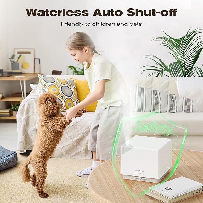 ASAKUKI 700 ml Premium Essential Oil Diffuser, 5 in 1 Ultrasonic Aromatherapy Fragrant Oil Vaporizer Humidifier, Timer and Auto-Off Safety Switch, 7 LED Light Colors-Ruum Studio Home