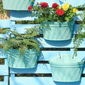 Sungmor Wall Hanging Planters,11.5 Inch Hanging Flower Pots for Railing Fence - Indoor Outdoor Balcony Wall Planter Hanging Basket, Plastic Pot Plant Container - Half Round & 3PC Pack & Green-Ruum Studio Home