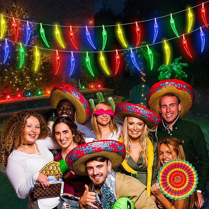 Chili Pepper String Lights, 40 LED 21Ft Chili Pepper Fairy Lights Battery Operated for Indoor Outdoor Garden Pool Birthday Mexican Party Wedding Christmas Summer Tropical Decor-Ruum Studio Home
