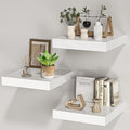 Square Floating Shelves for Wall, 12" W x 12" D x 1.2" H, Small Wooden Wall Mounted Display Shelves with Invisible Brackets for Living Room, Bedroom, Bathroom, Kitchen Decor, Set of 3, White-Ruum Studio Home