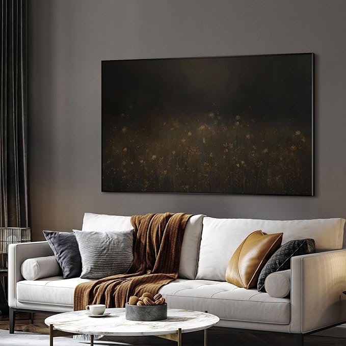 SIGNWIN 36"x60" Extra Large Framed Wall Art Dark Floral Meadow Moody Wildflower Field in Deep Earthy Tones Illustration for Home Living Room Bedroom Decor (Frame Assembly Required)-Ruum Studio Home