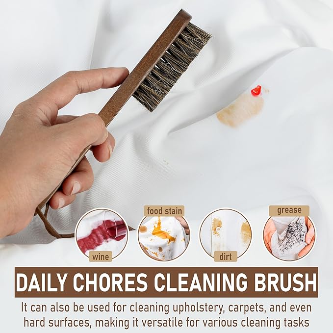 Takavu Horsehair Laundry Stain Brush Set (2 Pack) - Soft Bristle Spot Cleaner for Delicate Fabrics, Clothes Pre-Wash, Gentle Garment Care Tool-Ruum Studio Home