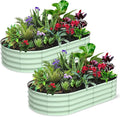 2 Pcs 6x3x1ft Oval Raised Garden Bed, Galvanized Raised Beds,Open-Ended Base Metal Raised Planter Beds,Garden Bed Outdoor,Planter Raised Boxes for Vegetables, Flowers,Tool-Free Asse,Green-Ruum Studio Home
