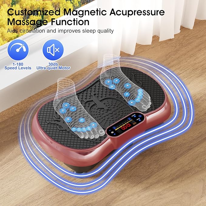 Vibration Plate Exercise Machine, 180 Speed Levels Vibration Plate for Lymphatic Drainage, Whole Body Workout Vibrating Fitness Platform, Effective for Weight Loss, Shaping, Toning & Wellness-Ruum Studio Home