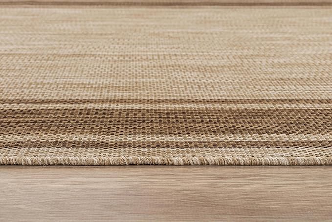 Beverly Rug Outdoor Rug 8x10 Modern Bordered Area Rugs for Indoor and Outdoor Patio Deck Porch Garden Waterproof Weather Sun Resistant Washable Outside Carpet (8 x 10 Jute)-Ruum Studio Home