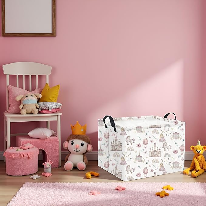 HIYAGON Rectangular Baby Girl Basket Kids Baby Storage Basket Toy Storage Bin Organizer Box Room Decor(Castle)-Ruum Studio Home