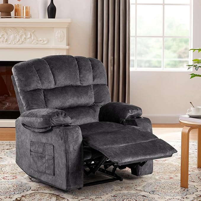 Recliner Chair Manual Modern Ergonomic Lounge Single Sofa Seat Living Room Lounge Recliners on Clearance Foam Filling-Ruum Studio Home