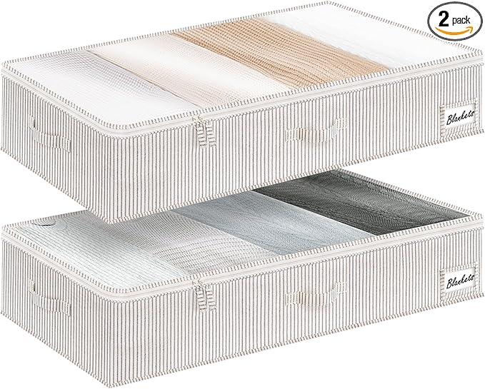 StorageWorks Large Under Bed Storage Containers with Handles and Label Holder, 2 Pack Ultra-thick Fabric Underbed Bins, Closet Organizer for Clothes, Blankets, Sweater-Ruum Studio Home